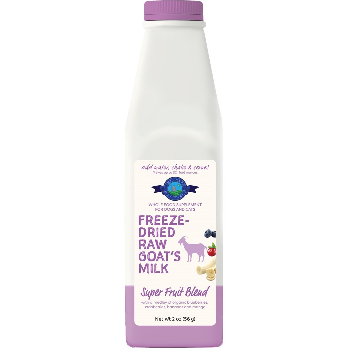 Shepherd Boy Farms Raw Goat's Milk Super Fruit Blend Freeze-Dried Dog & Cat Treats, 32-oz bottle