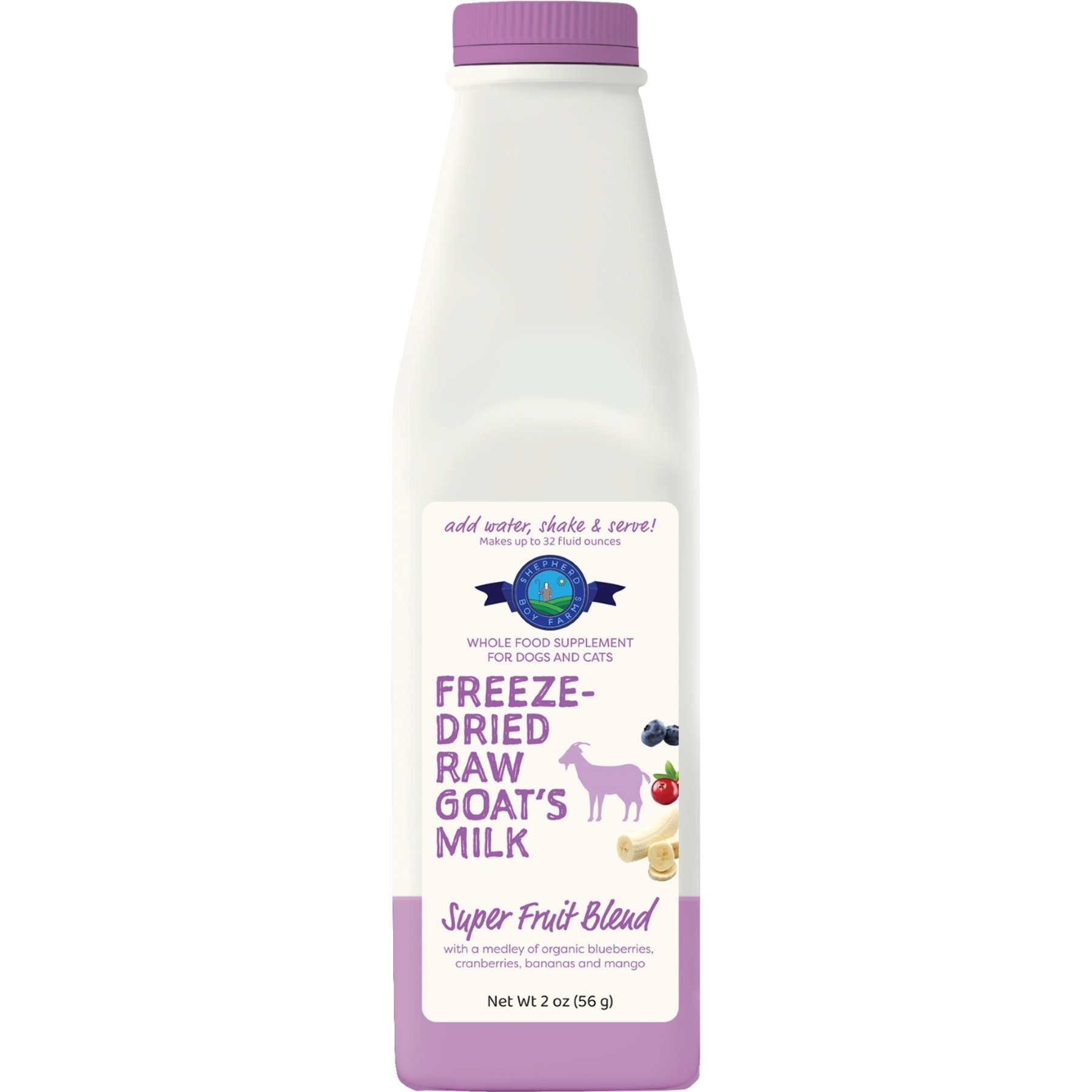 Shepherd Boy Farms Raw Goat's Milk Super Fruit Blend Freeze-Dried Dog & Cat Treats, 32-oz bottle