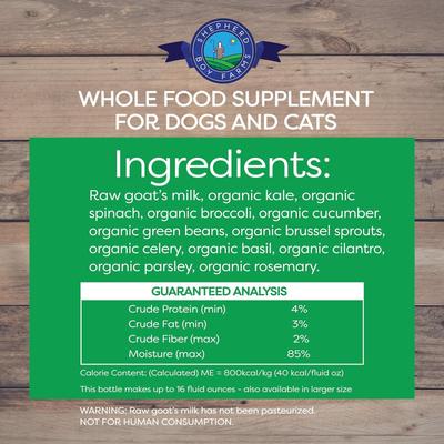 Show full view: Shepherd Boy Farms Raw Goat's Milk Super Greens Blend Freeze-Dried Dog & Cat Treats, 16-oz bottle slide 10 of 11