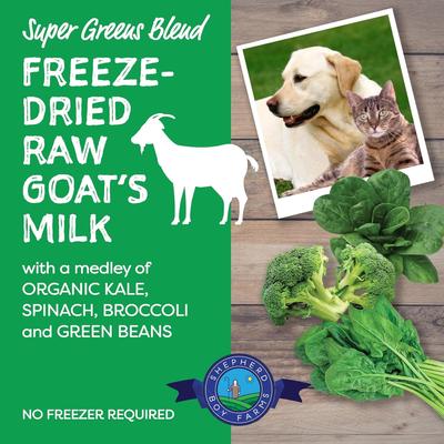 Show full view: Shepherd Boy Farms Raw Goat's Milk Super Greens Blend Freeze-Dried Dog & Cat Treats, 16-oz bottle slide 5 of 11