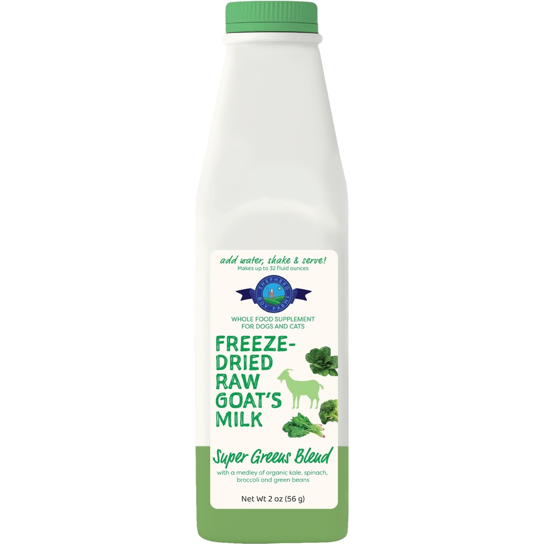 Shepherd Boy Farms Raw Goat's Milk Super Greens Blend Freeze-Dried Dog & Cat Treats, 32-oz bottle