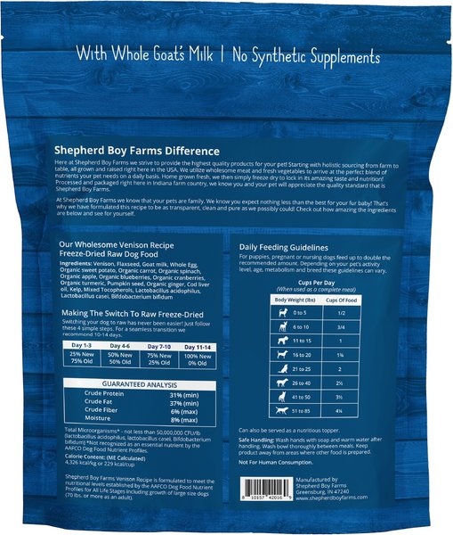 Shepherd Boy Farms Venison Recipe Freeze-Dried Dog Food, 14-oz bag