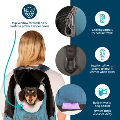 Show full view: Sherpa Elevation Backpack Dog & Cat Carrier, Blue, Medium slide 5 of 10