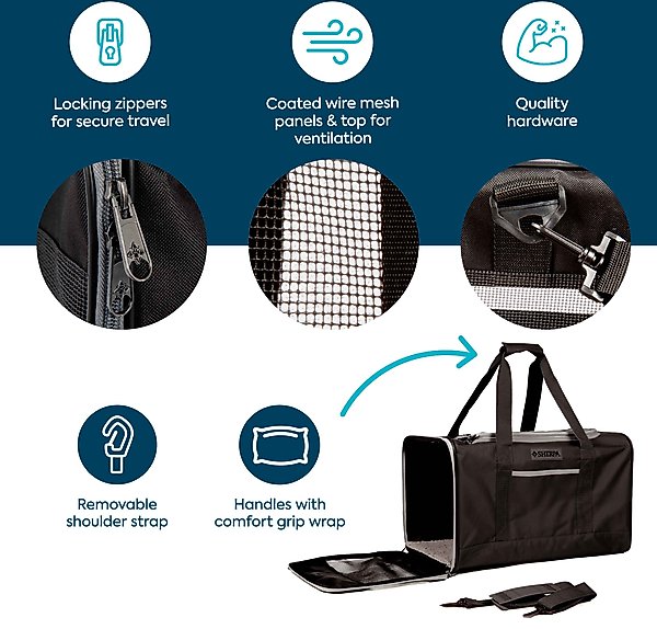 Show full view: Sherpa Essential Soft Sided Dog & Cat Carrier, Black, Large slide 5 of 10
