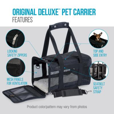 Show full view: Sherpa Original Deluxe Airline-Approved Dog & Cat Carrier Bag, Black, Medium slide 3 of 12