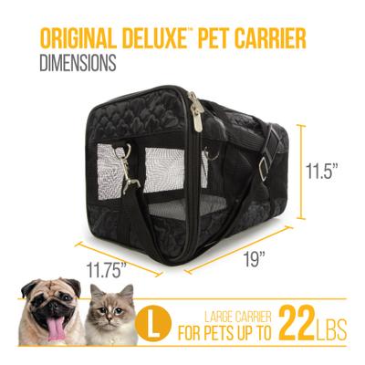 Show full view: Sherpa Original Deluxe Lattice Print Airline-Approved Dog & Cat Carrier Bag, Black, Large slide 9 of 10