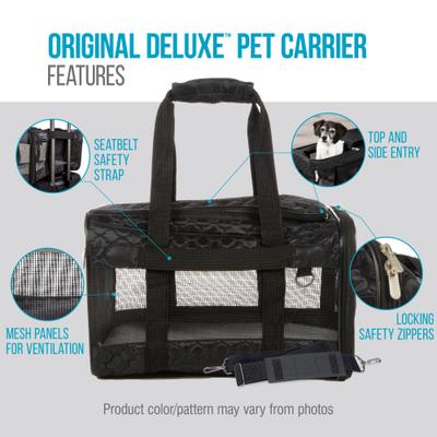 Show full view: Sherpa Original Deluxe Lattice Print Airline-Approved Dog & Cat Carrier Bag, Black, Large slide 3 of 10