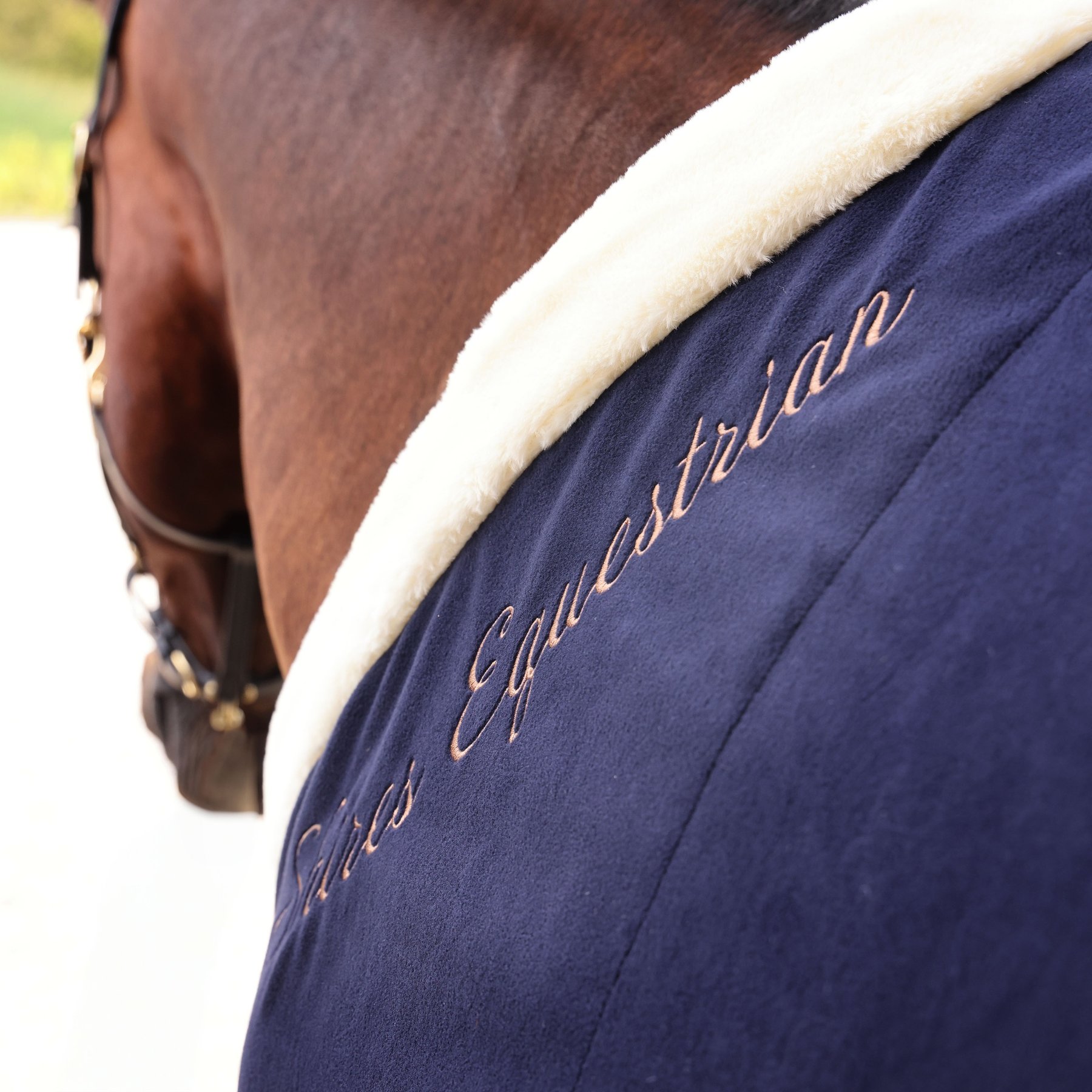 Shires Equestrian Products Deluxe Fleece Horse Rug, Navy, 81-in