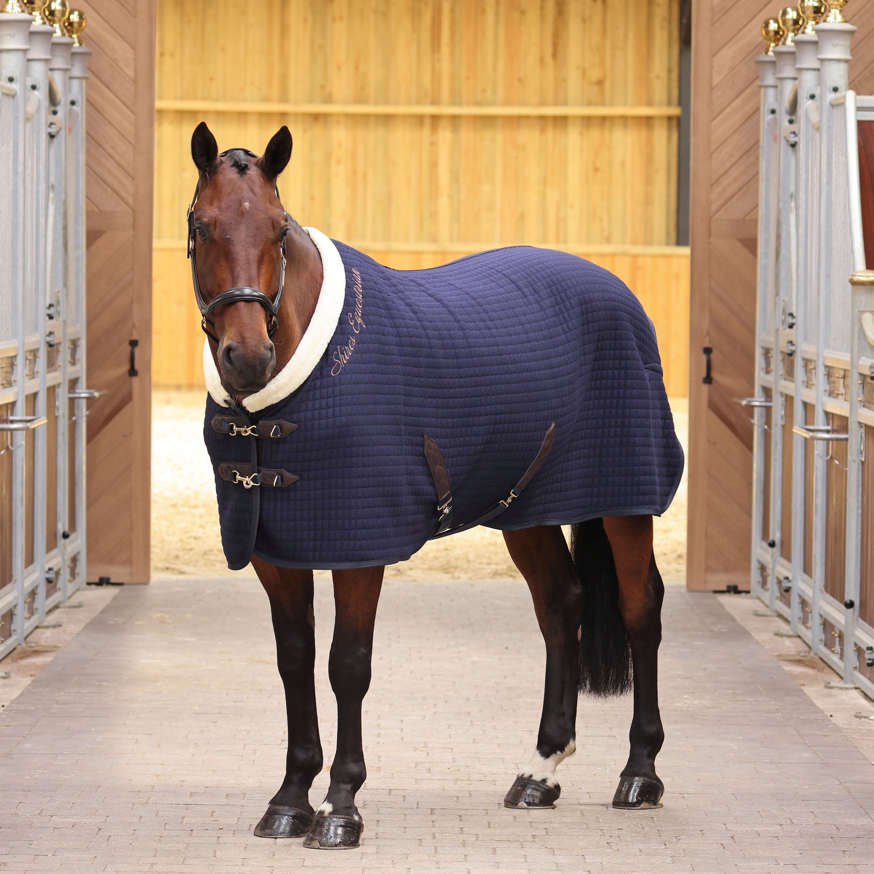 Shires Equestrian Products Deluxe Tech Horse Cooler, Navy, 72-in