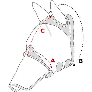 Shires Equestrian Products Fine Mesh Horse Fly Mask with Ears & Nose Fringe, Teal, Full 