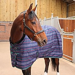 Shires Equestrian Products Tempest Plus 100-g Stable Rug, Navy Tartan, 78-in
