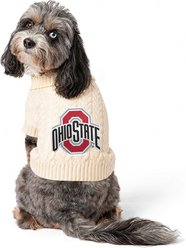 ShopInstaPets Knit Polyester Machine Washable Dog Sweater, White, Medium, Ohio State Buckeyes slide 2 of 5