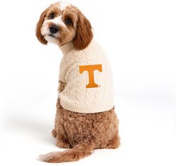 ShopInstaPets Knit Polyester Machine Washable Dog Sweater, White, Medium, Tennessee Volunteers