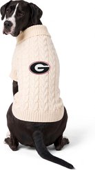 ShopInstaPets Knit Polyester Machine Washable Dog Sweater, White, X-Large, Georgia Bulldogs