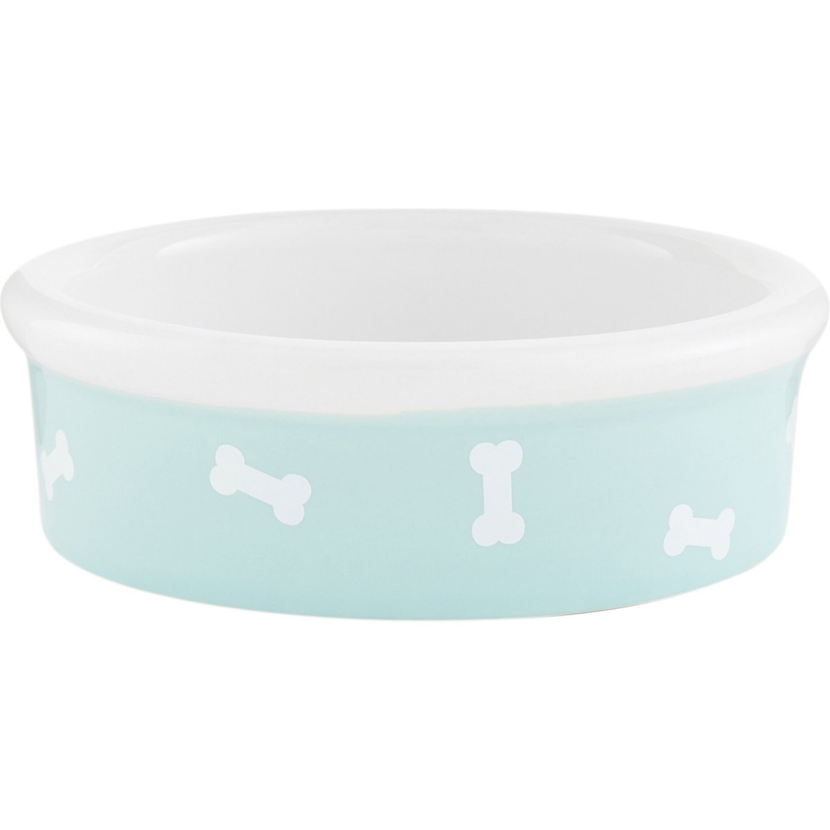 Signature Housewares Bones Ceramic Dog Bowl, Aqua, 1-cup