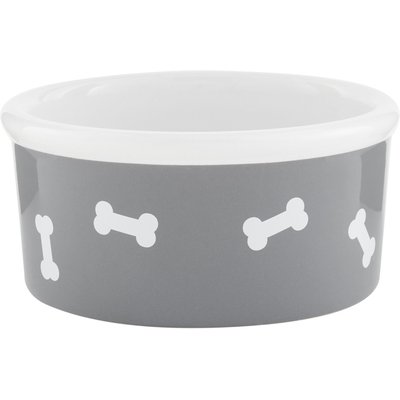 Signature Housewares Signature Housewares Bones Non-Skid Ceramic Dog Bowl, Gray, 3-cup