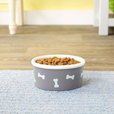 Show full view: Signature Housewares Bones Non-Skid Ceramic Dog Bowl, Gray, 3-cup slide 3 of 7