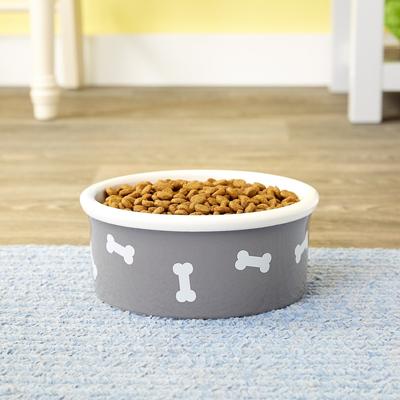 Show full view: Signature Housewares Bones Non-Skid Ceramic Dog Bowl, Gray, 5.25-cup slide 4 of 8