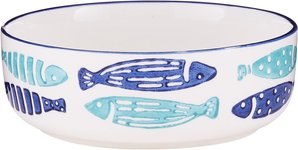 Coastal Fish Non-Skid Ceramic Cat Bowl, 1-cup