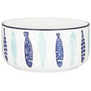 Signature Housewares Coastal Fish Non-Skid Ceramic Cat Bowl, 3-cup