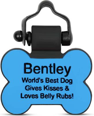 Show full view: SiliDog The Silent Dog Tag Silicone Bone Personalized Dog ID Tag, Blue slide 1 of 4