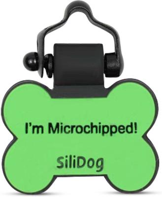 Show full view: SiliDog The Silent Dog Tag Silicone Bone Personalized Dog ID Tag, Green slide 2 of 4
