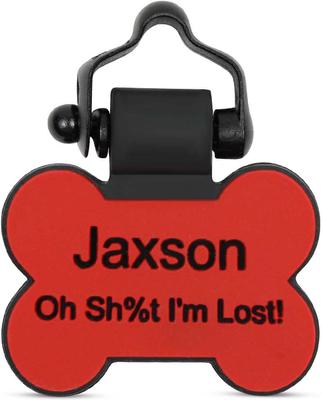 Show full view: SiliDog The Silent Dog Tag Silicone Bone Personalized Dog ID Tag, Red slide 1 of 4