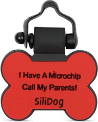 SiliDog The Silent Dog Tag Silicone Bone Personalized Dog ID Tag, Red slide 2 of 3