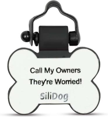 Show full view: SiliDog The Silent Dog Tag Silicone Bone Personalized Dog ID Tag, White slide 1 of 4
