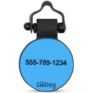 SiliDog The Silent Dog Tag Silicone Circle Personalized Dog & Cat ID Tag, Blue