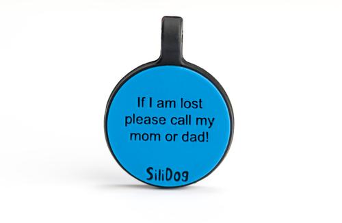 Show full view: SiliDog The Silent Dog Tag Silicone Circle Personalized Dog & Cat ID Tag, Blue slide 3 of 4