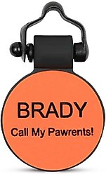 SiliDog The Silent Dog Tag Silicone Circle Personalized Dog & Cat ID Tag, Orange