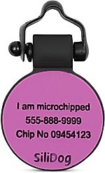 SiliDog The Silent Dog Tag Silicone Circle Personalized Dog & Cat ID Tag, Purple slide 2 of 3