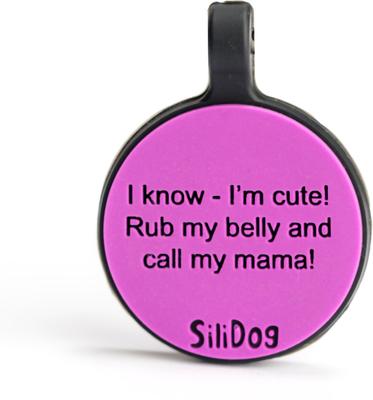 Show full view: SiliDog The Silent Dog Tag Silicone Circle Personalized Dog & Cat ID Tag, Purple slide 3 of 4