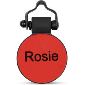 SiliDog The Silent Dog Tag Silicone Circle Personalized Dog & Cat ID Tag, Red
