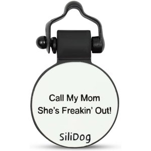 SiliDog The Silent Dog Tag Silicone Circle Personalized Dog & Cat ID Tag, White