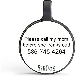 SiliDog The Silent Dog Tag Silicone Circle Personalized Dog & Cat ID Tag, White