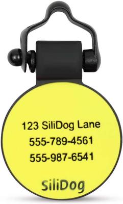 Show full view: SiliDog The Silent Dog Tag Silicone Circle Personalized Dog & Cat ID Tag, Yellow slide 2 of 4