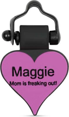 Show full view: SiliDog The Silent Dog Tag Silicone Heart Personalized Dog & Cat ID Tag, Purple slide 1 of 4