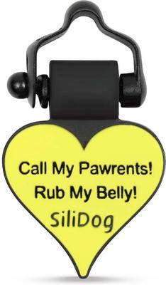 Show full view: SiliDog The Silent Dog Tag Silicone Heart Personalized Dog & Cat ID Tag, Yellow slide 2 of 4