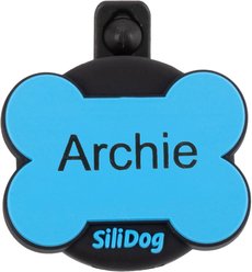 SiliDog The Silent Pet Tag Silicone AirTag Holder & Personalized Dog & Cat ID Tag, Blue
