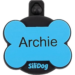 SiliDog The Silent Pet Tag Silicone AirTag Holder & Personalized Dog & Cat ID Tag, Blue