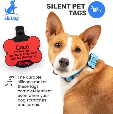Show full view: SiliDog The Silent Pet Tag Silicone AirTag Holder & Personalized Dog & Cat ID Tag, Pink slide 9 of 10