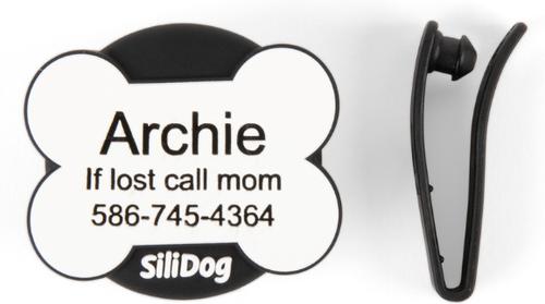 Show full view: SiliDog The Silent Pet Tag Silicone AirTag Holder & Personalized Dog & Cat ID Tag, White slide 6 of 10