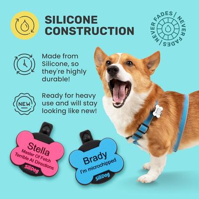 Show full view: SiliDog The Silent Pet Tag Silicone AirTag Holder & Personalized Dog & Cat ID Tag, White slide 7 of 10