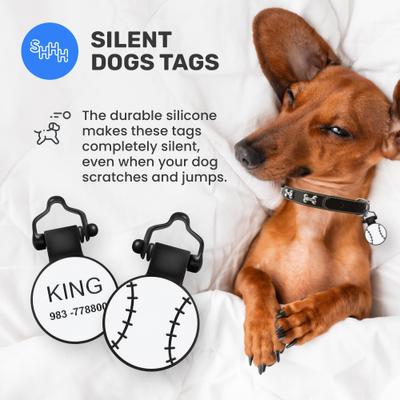 Show full view: SiliDog The Silent Pet Tag Silicone Baseball Personalized Dog & Cat ID Tag, White slide 5 of 6