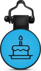 SiliDog The Silent Pet Tag Silicone Birthday Cake Personalized Dog & Cat ID Tag, Blue