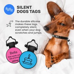 SiliDog The Silent Pet Tag Silicone Birthday Cake Personalized Dog & Cat ID Tag, Blue slide 2 of 6