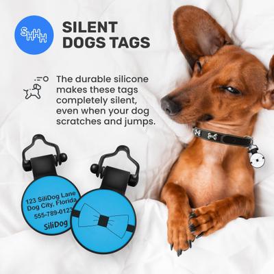 Show full view: SiliDog The Silent Pet Tag Silicone Bow Tie Personalized Dog & Cat ID Tag, Blue slide 4 of 5