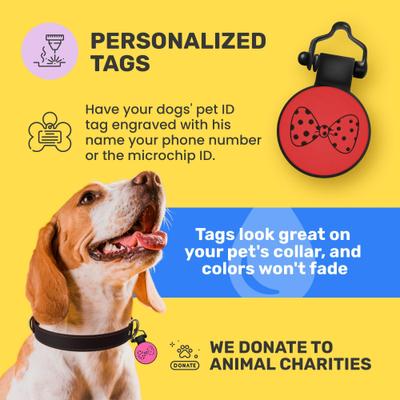 Show full view: SiliDog The Silent Pet Tag Silicone Bow Tie Personalized Dog & Cat ID Tag, Red slide 4 of 4